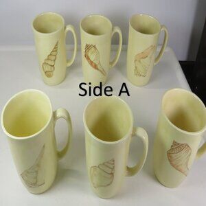 Sea Shell (6) Mugs NO DUPLICATES front or back Vintage, Signed, has chips